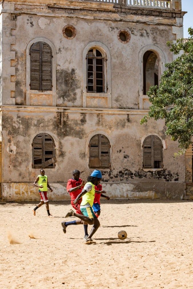 Boys playing soccer